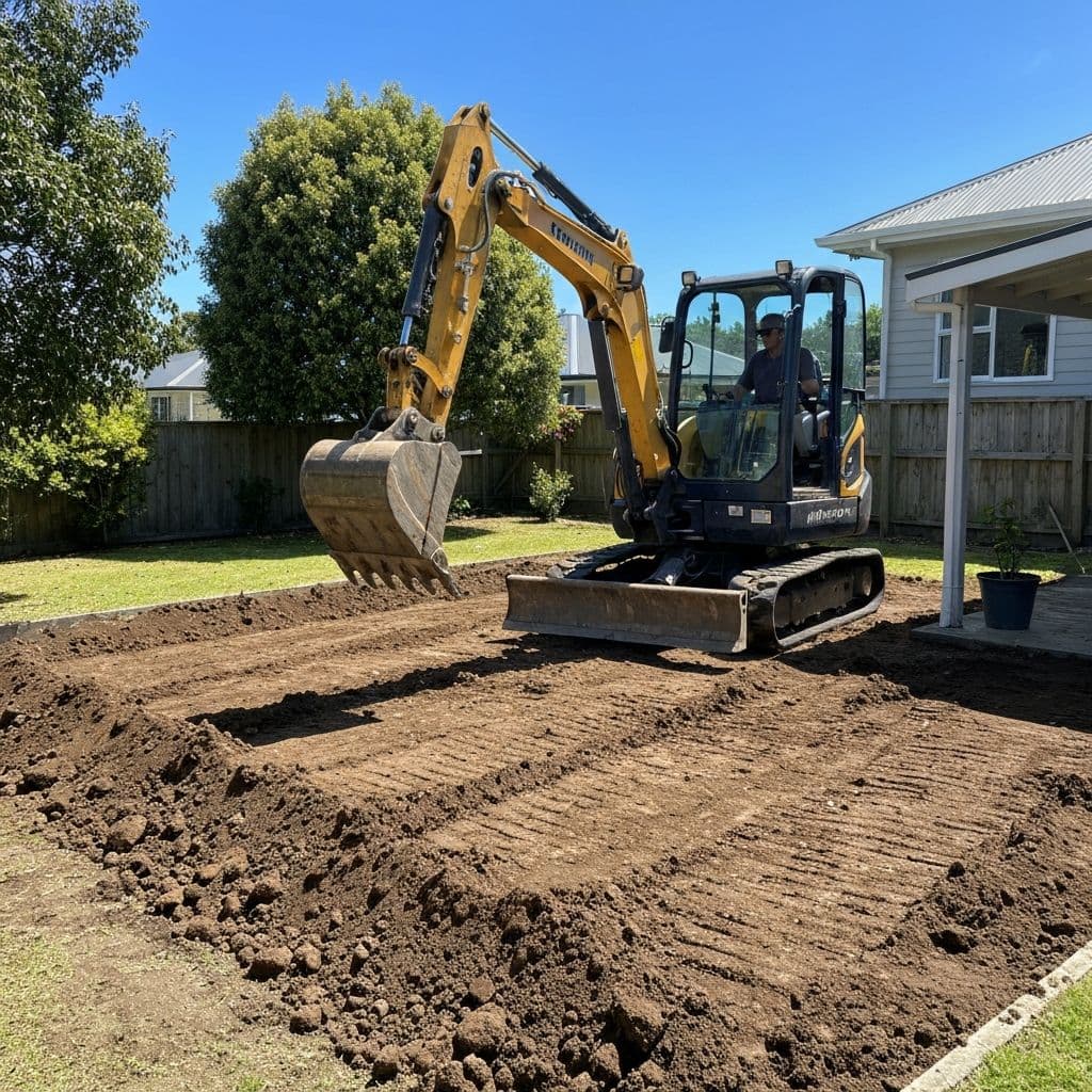 Earthworks and site levelling for an outdoor project